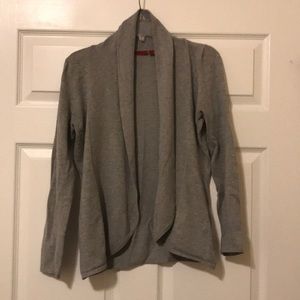Grey cowl opening cardigan (no buttons)